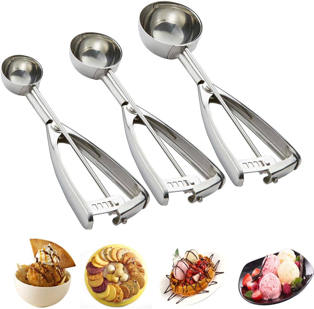 Amazon.com: Cookie Scoop Set, Small/1 Tbsp, Medium/1.5 Tbsp, Large/2 ...