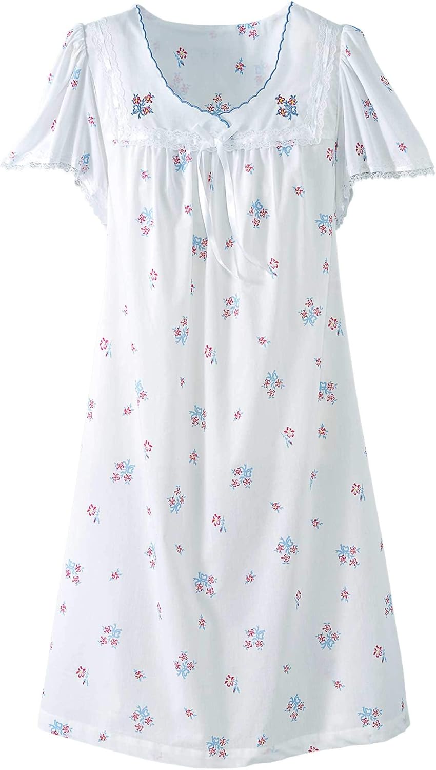 National Women's Printed Batiste Gown - New & Improved, Sweetheart Neck Scalloped Design, Lace Ribbon Nightgown : Clothing, Shoes & Jewelry