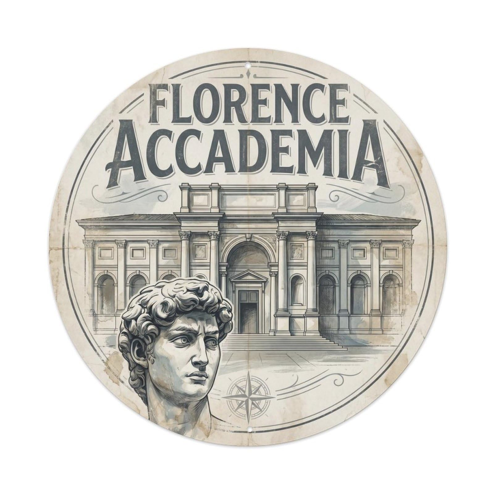 Olhnbad Style Florence Sculpture Academy Route Travel Classic Metal Tin Sign