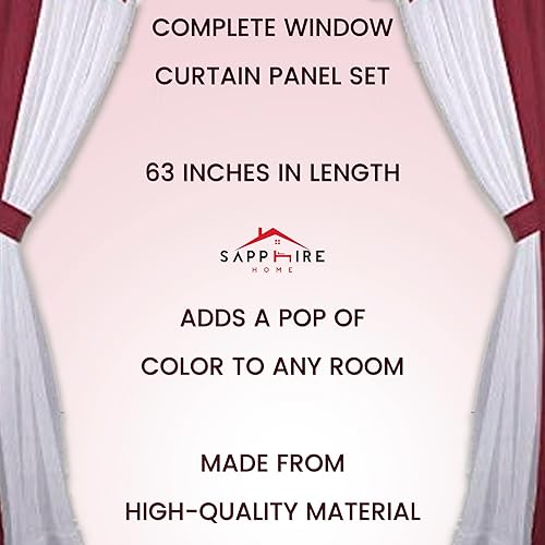 Miniatura 10 de Sapphire Home - Juego completo de cortinas transparentes para ventana con 4 paneles 55 x 84 pulgadas cada uno 2 cenefas con cuentas y 2 alzapaños