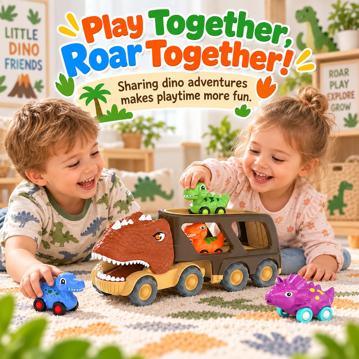 Veslier Dinosaur Carrier Truck - 4 Dino Cars! -6 Veslier Dinosaur Carrier Truck - 4 Dino Cars! -6