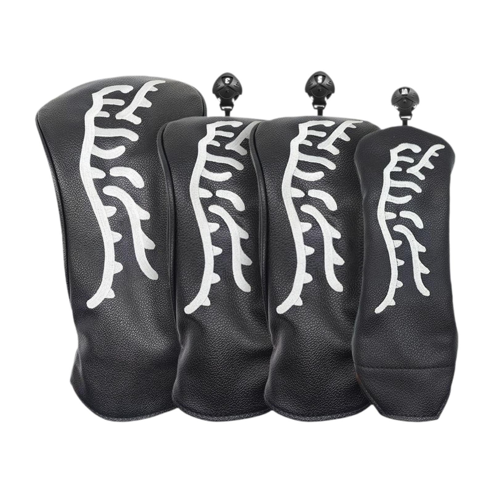 4 Stück Golf Club Head Cover Schlägerkopfhaube für Driver Holz UT Abriebfestes PU mit Schutzfunktion Und Stil für Golfclubs Geschenk Reisen