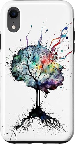 Vista 64 de iPhone 13 Pro Max Watercolor Brain Art, funda de neuronas