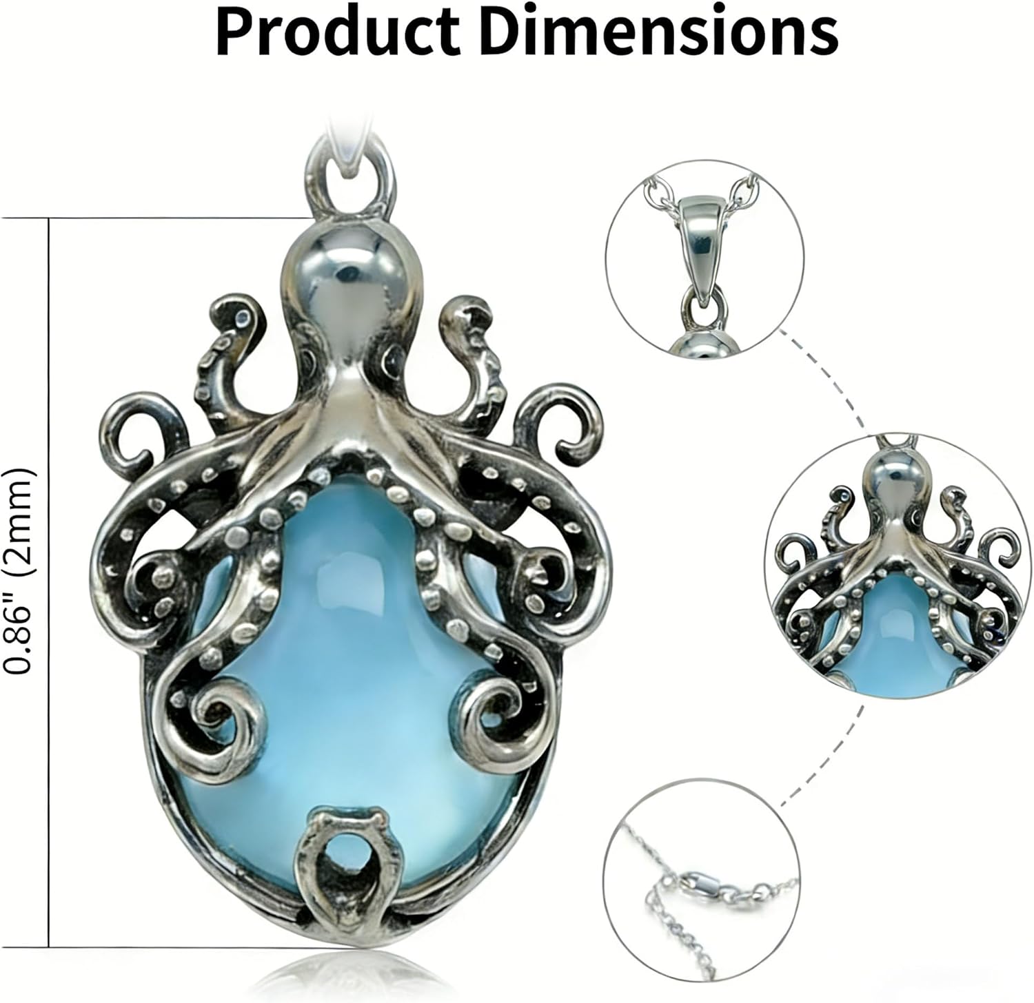 ONEFINITY Octopus Necklace 925 Sterling Silver Moonstone Octopus Pendant Necklace Ocean Animal Jewelry Gift for Women