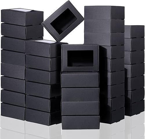 Mini caja de papel kraft con ventana, cajas de embalaje de jabón negro, caja de embalaje de regalo, caja de regalo para jabón casero, golosinas de