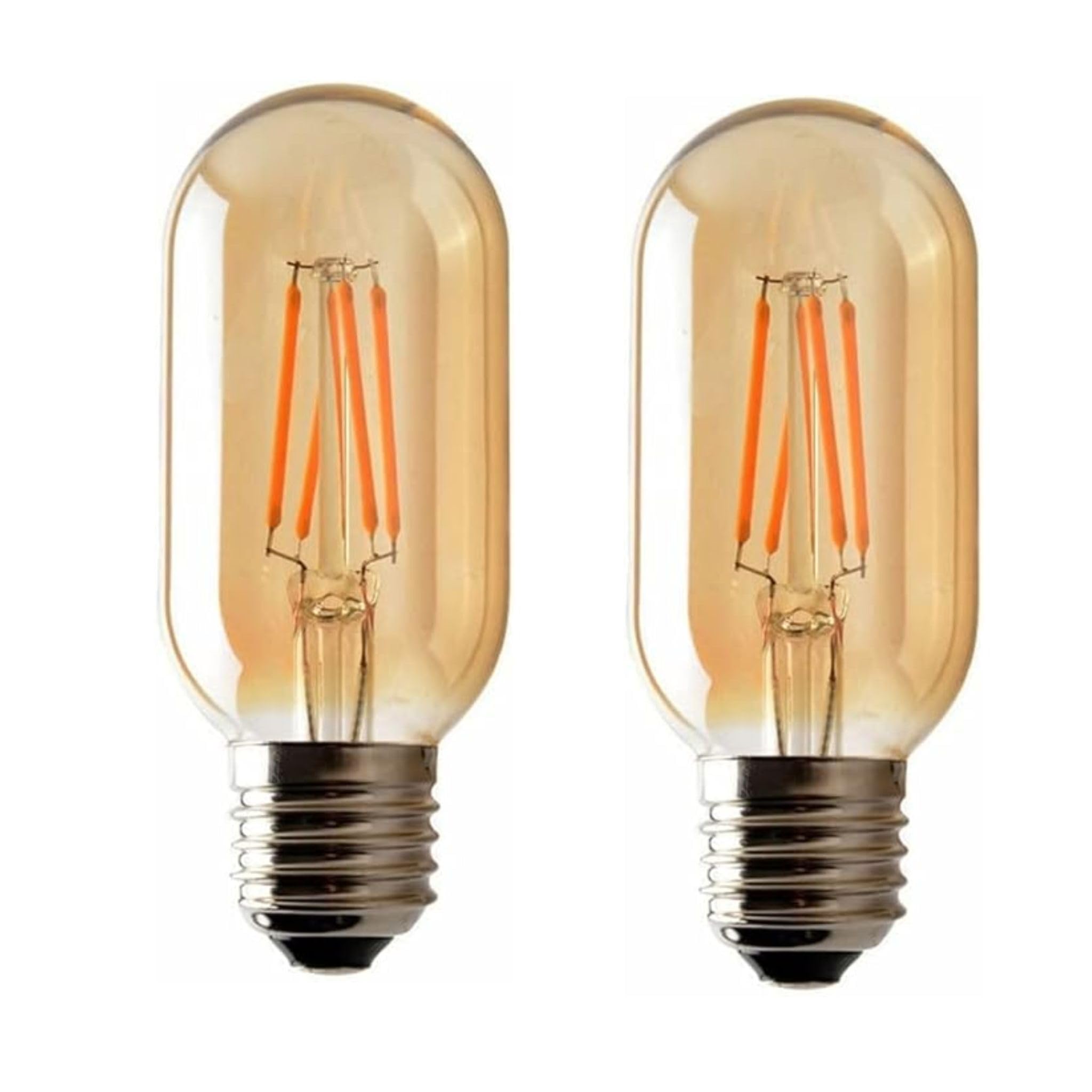 LEDSone Pack 2 | Vintage Edison E27 LED Light Bulb, T45 4W (Equivalent 40W) Tubular Dimmable Warm Light 2700K 450 Lumens Amber Glass Energy Saving Bulb for Indoor Lighting Decorative