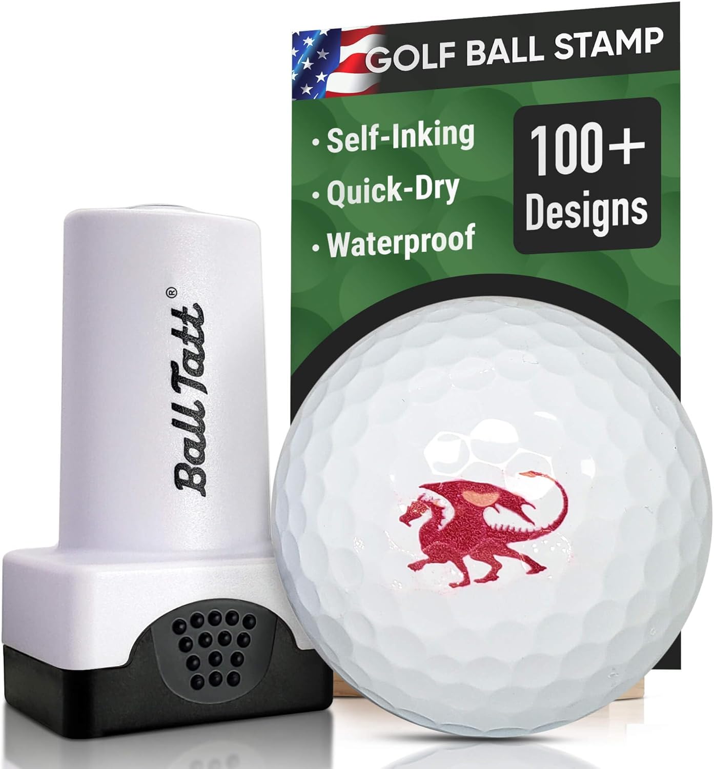 Golf Ball Stamp - Self-Inking Marker - Quick-Dry Permanent Marking Tool, No Leaks or Refills, Reusable & Waterproof Golfing Stamper - Ideal Gift for Golfers, Dads, (Animals and Plants)
