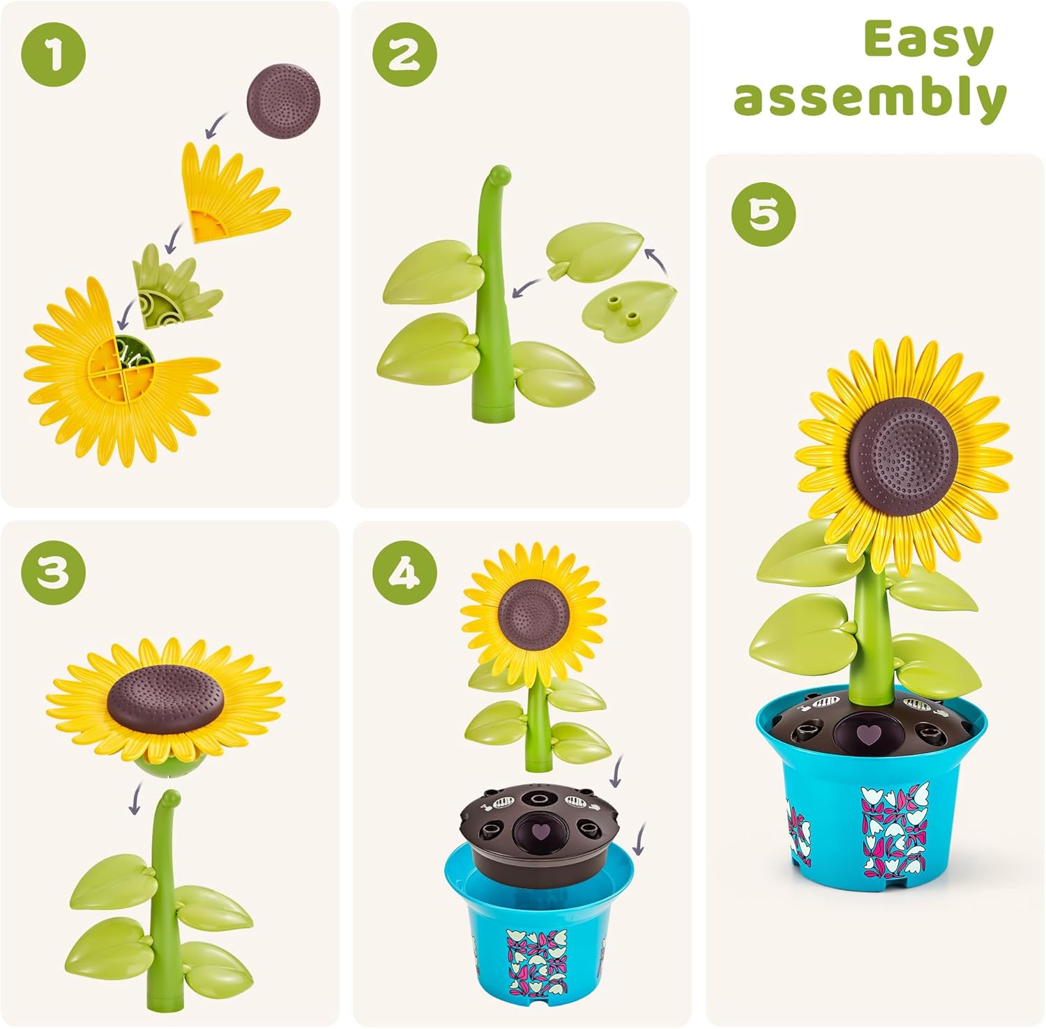 Flower Building Toy with Music, Flowers Botanical Plants Blocks Sets Kits, Halloween Birthday Thanksgiving Gift Ideas for Kid Girl Boy Child, Home Dorm Room Desk Decor, Ages 5 6 7 8, Sunflower