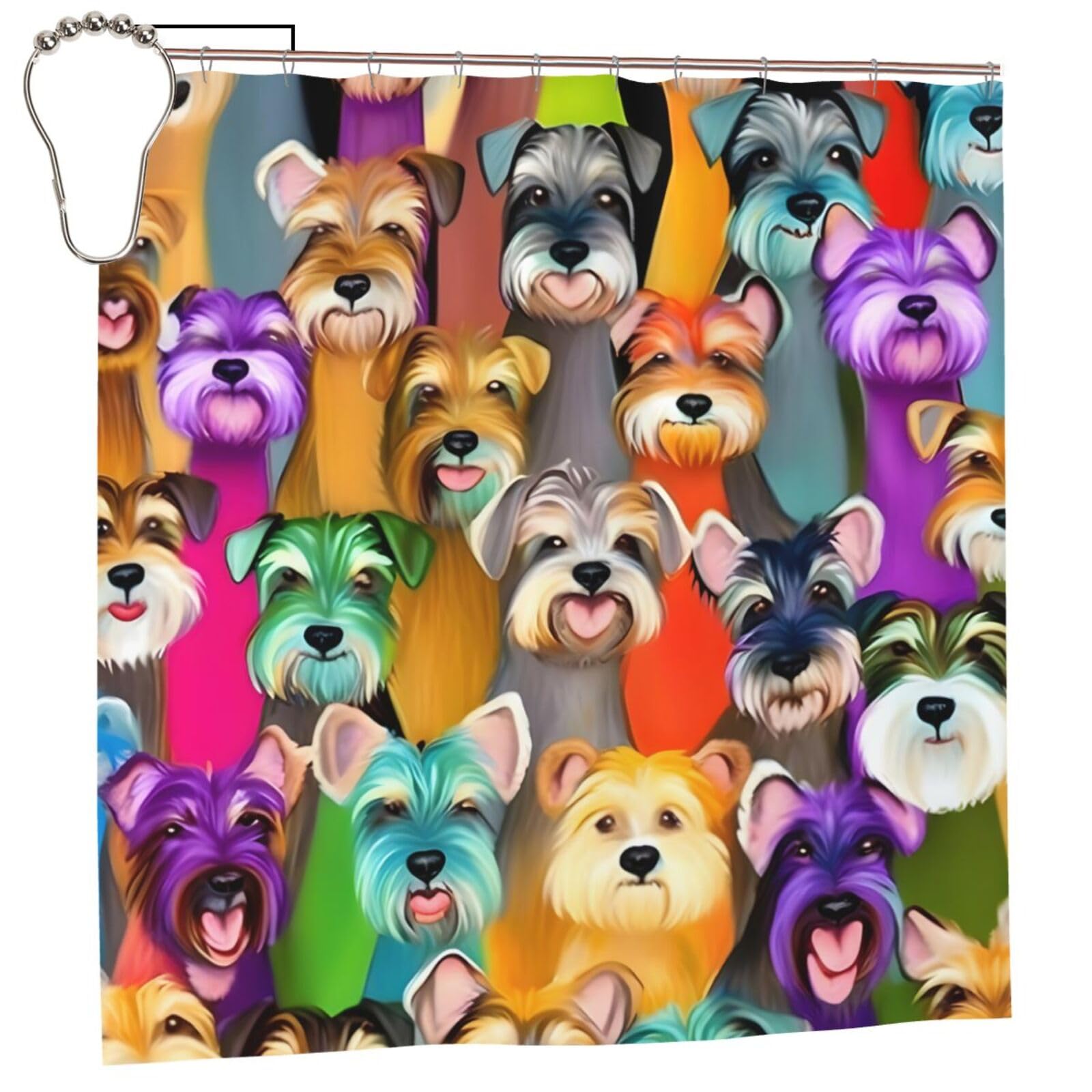 Rideau de douche schnauzer en polyester de qualité supérieure 183cm