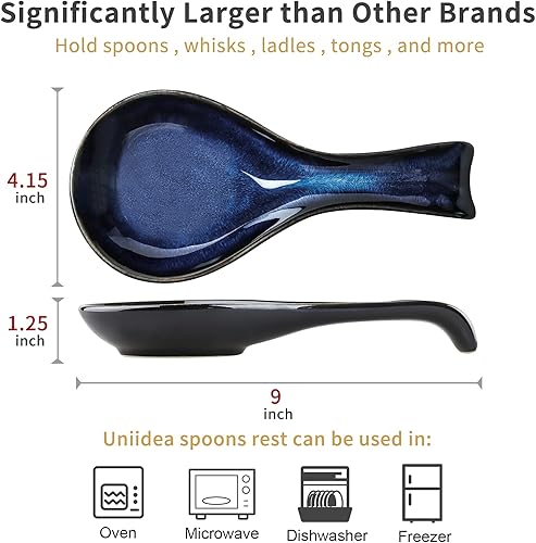 Miniatura 3 de uniidea Reposapiés de cuchara de cerámica para estufa soporte de cuchara de porcelana soporte de cuchara grande para encimera de cocina estufa de