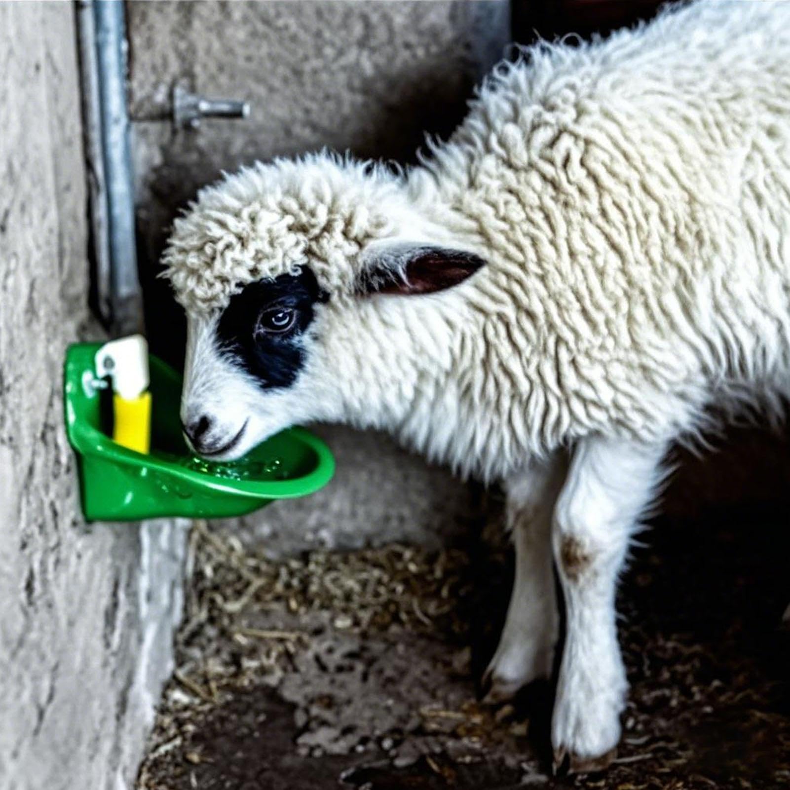 Abbeveratoio automatico per pecore, confezione da 2 ciotole per acqua addensata, 600 ml, con valvola in rame, abbeveratoio per animali da fattoria, per pecore, bovini, maiali o cani