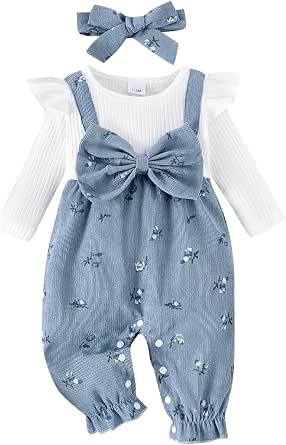 Newborn Baby Girl Floral Romper Two-Piece Jumpsuit
