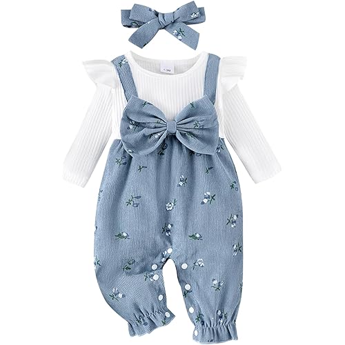 YINGISFITM Newborn Baby Girl Clothes Long Sleeve Romper One Piece Jumpsuit Fall Winter Infant Outfits 0 3 6 9 12 18 Months