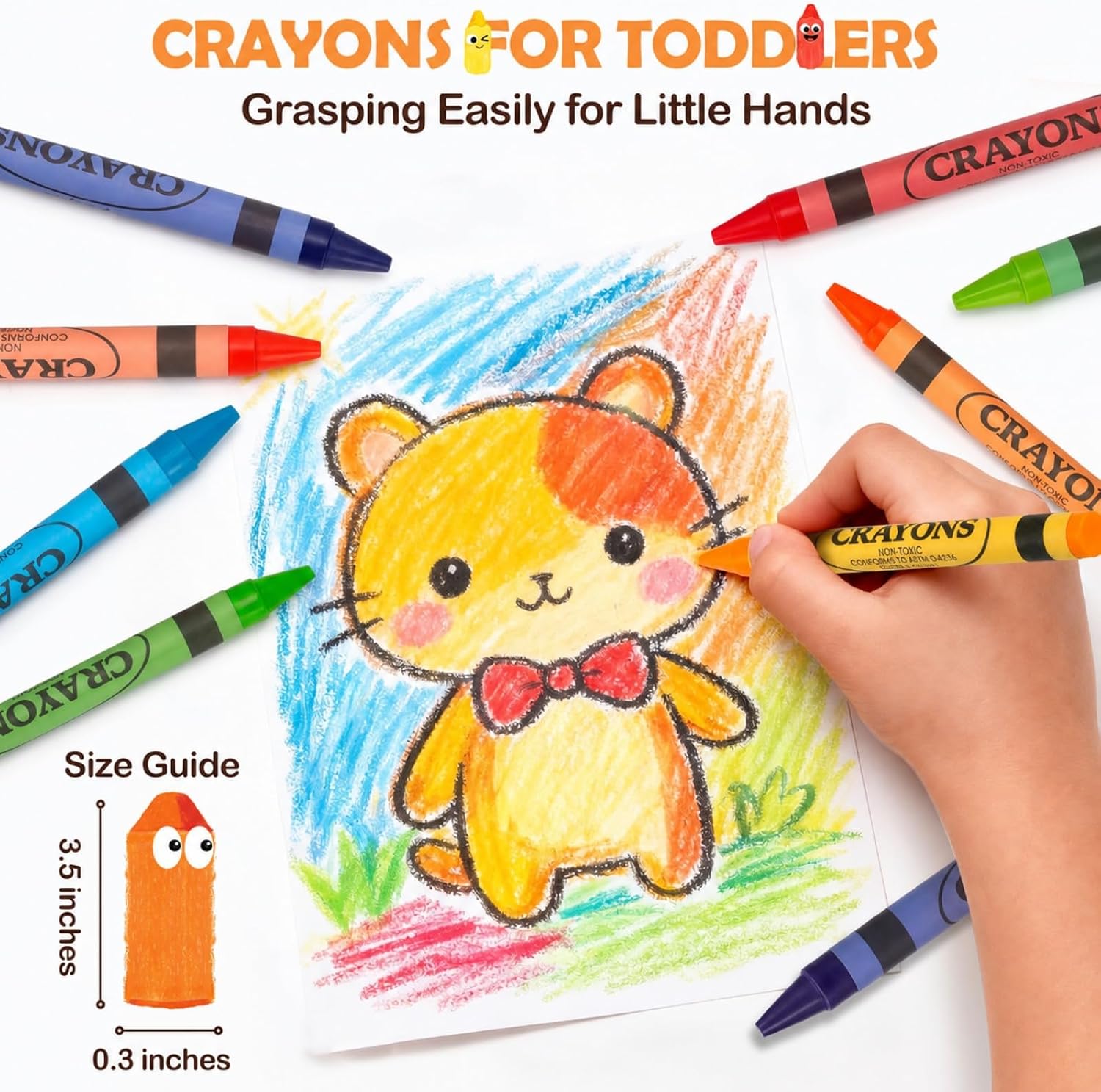 Crayons 24 Count, 24 Pack Crayons Bulk, Back to School Supplies for Kids image 2