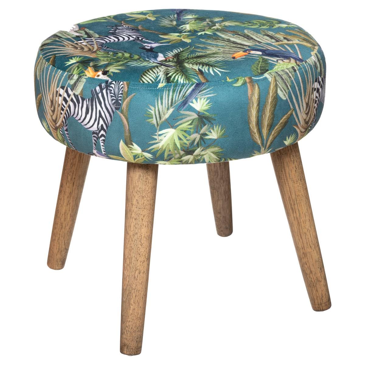 Tabouret Motifs Jungle H40 Sango Atmosphera - Emeraude