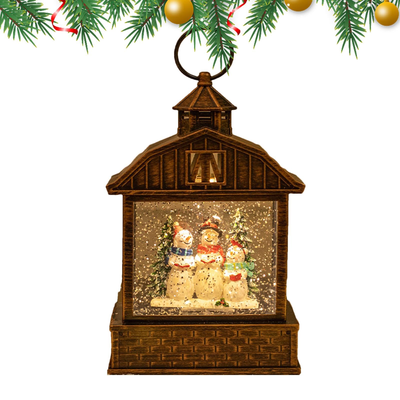 Linterna iluminada para Navidad con purpurina brillante en movimiento y luz decorativa