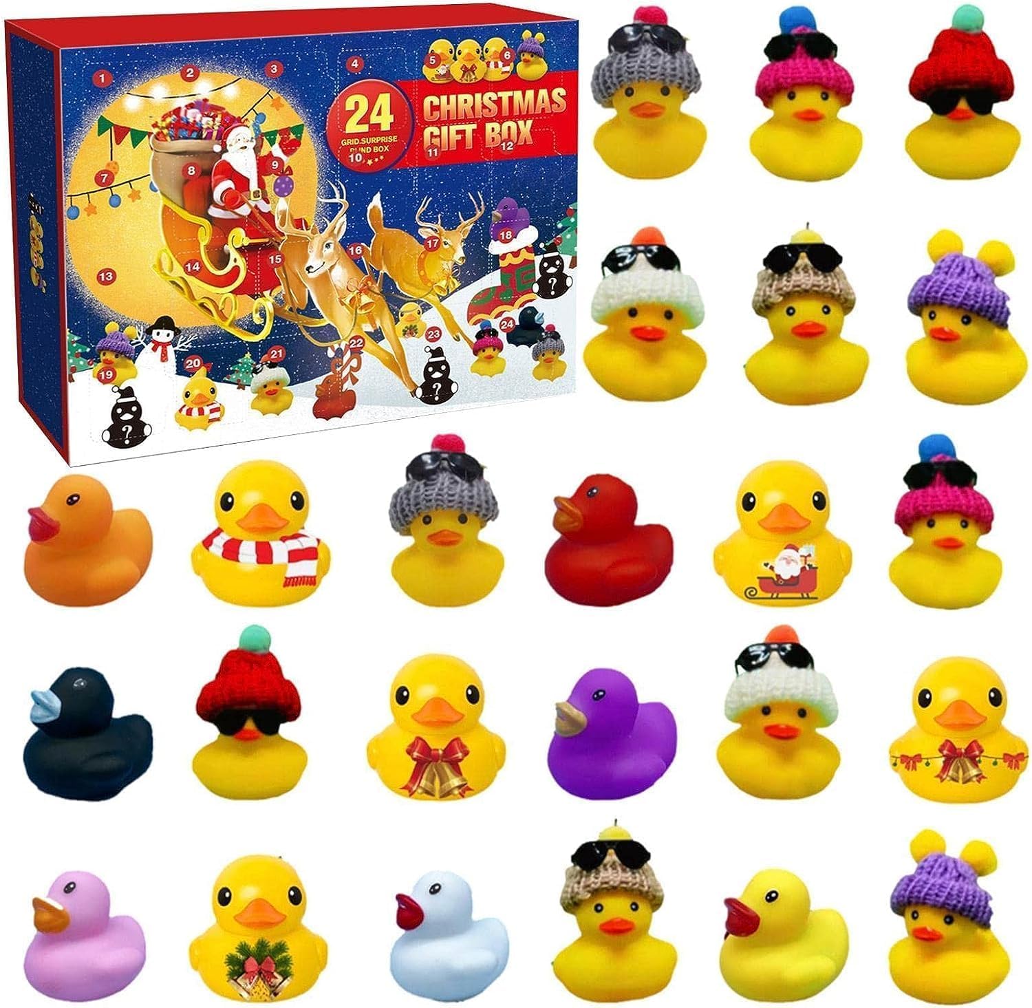 Rubber Duck Advent Calendar 2023,Mini Christmas Rubber Ducks Advent Calendar,Advent Calendar 2023 Kids,For Boys,Girls,Kids,Christmas Party Favor Gifts(24 Ducks)