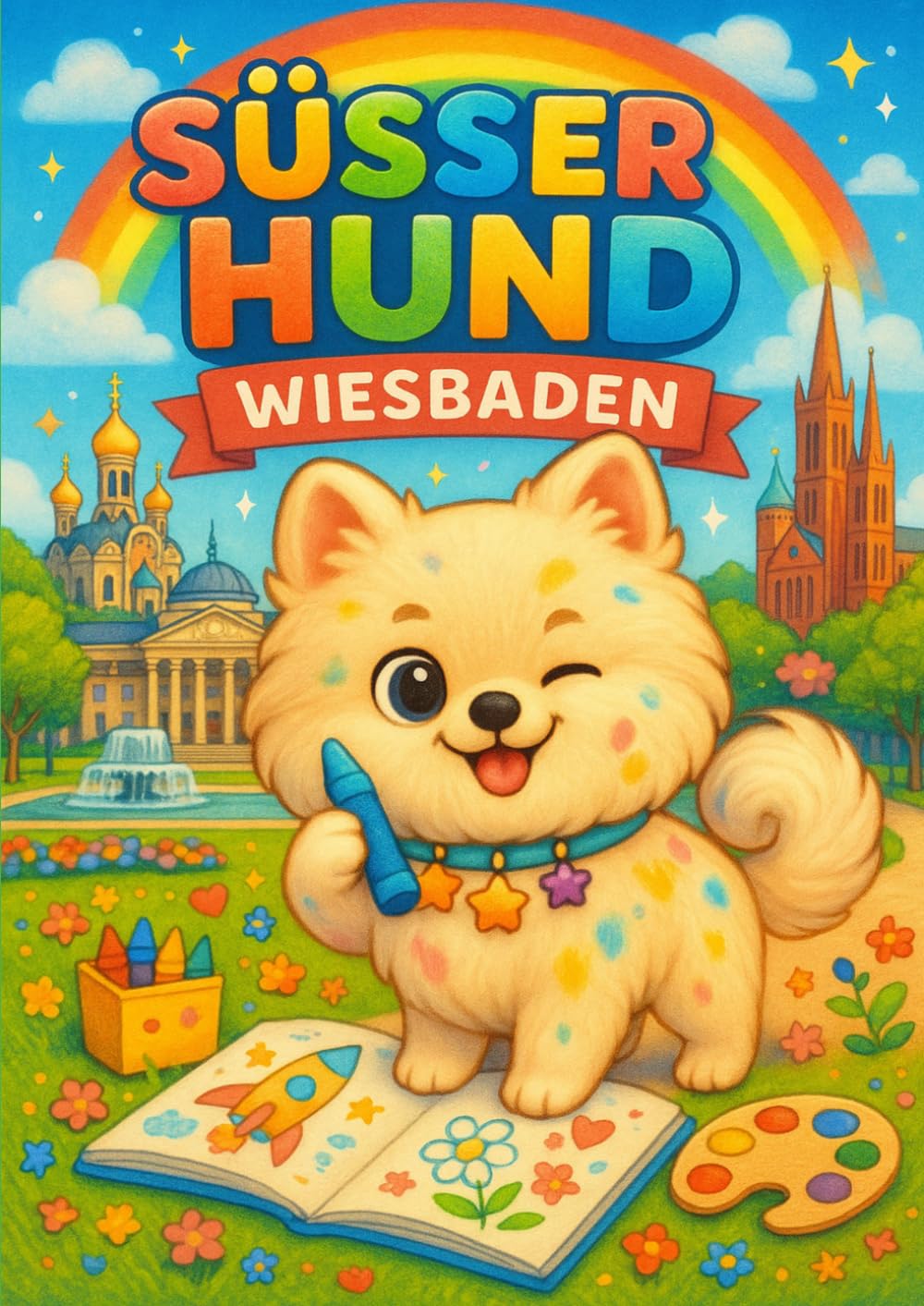Süßer Hund in Wiesbaden — Ausmalbuch für Kinder ab 4 Jahren: 34 liebevolle Motive zum Ausmalen: Große Bilder, dicke Linien, einseitig bedruckt · Mein Großes Ausmalbuch Band 1