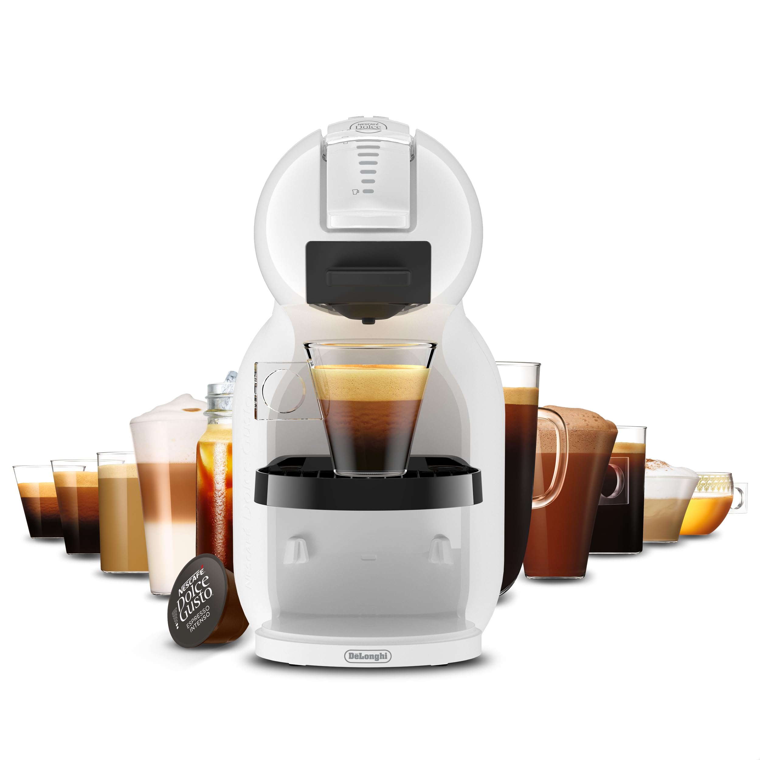 De'Longhi Nescafé Dolce Gusto Mini Me 2 kompaktowy ekspres do kawy na kapsułki, automatyczne wyłączanie, gorące i zimne napoje, ciśnienie 15 bar, biały (EDG335.W)