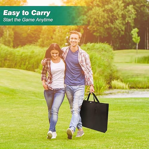 Miniatura 6 de Alfombrilla de golf para practicar golf, juego de golf extensible con 4 almohadillas conectables, incluye 8 pelotas de golf y bolsa portátil para