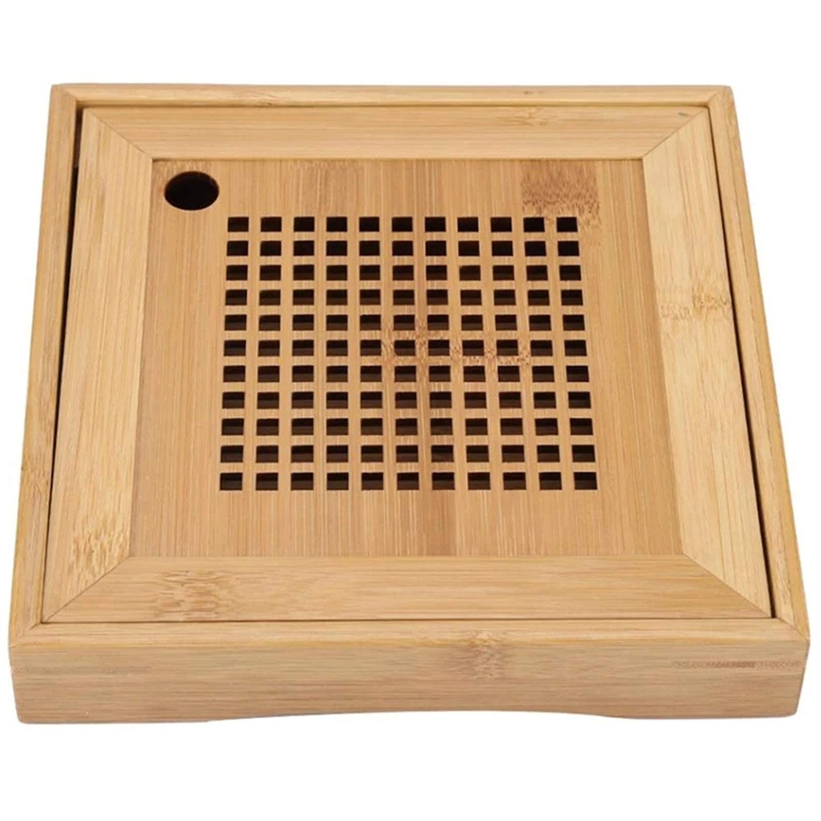 DCYEQRQ Chinese Gongfu Tea Tray Table Box Square Tea Tray Drainage Water Storage Kung Fu Tea Set Room Board Table Chinese Tea Cup,As Shown,20 * 20 * 3.5Cm (As Shown 20 * 20 * 3.5Cm)