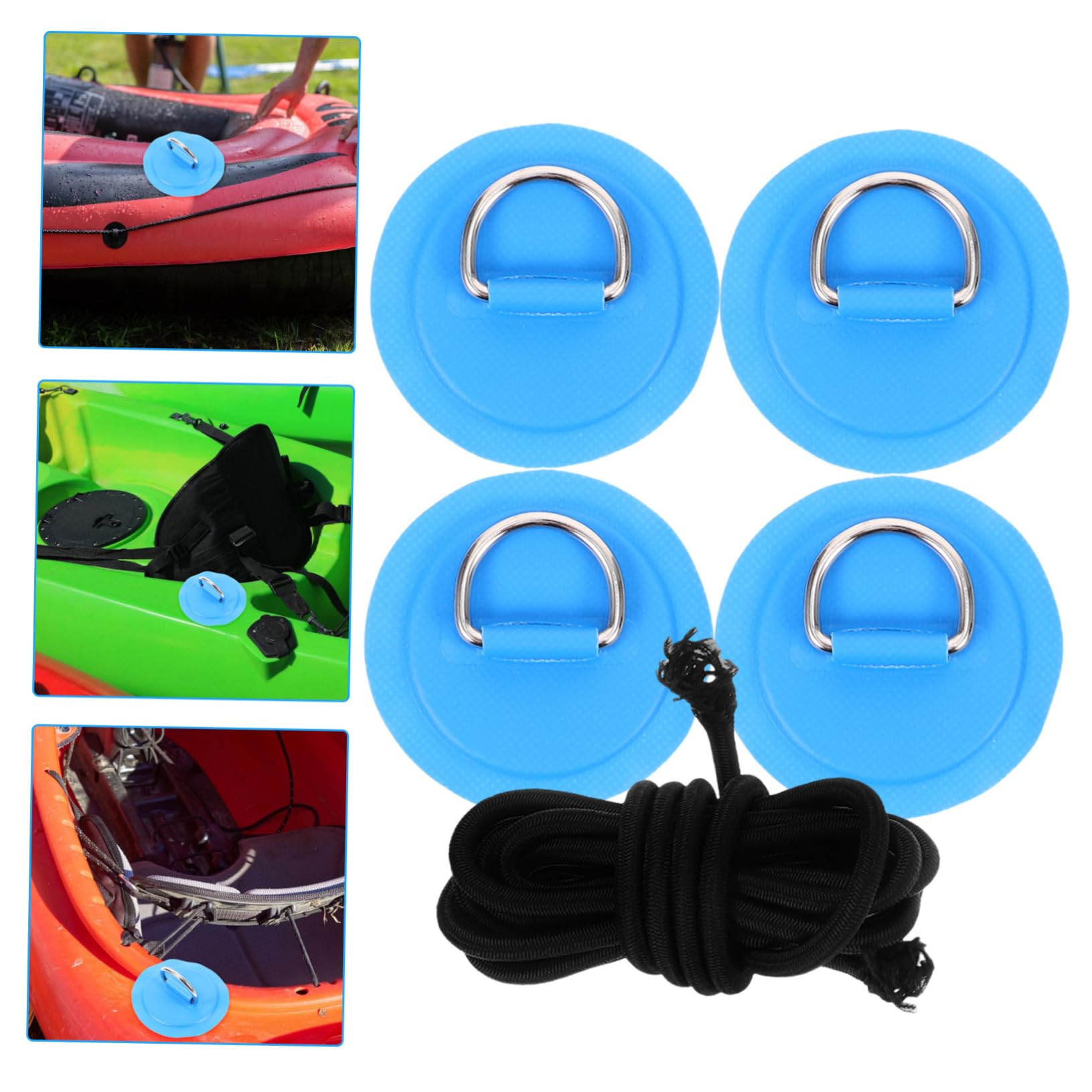 BESPORTBLE Surf-D-Ring-Schnalle Schlüsselanhängerringe Surfbrett Bootszubehör Kajak Stecker Haken Deck-Rigging-Kit Rigging-D-Ring-Patches Kajak-D-Ring-Pad D-Ringe für Boot PVC Blue