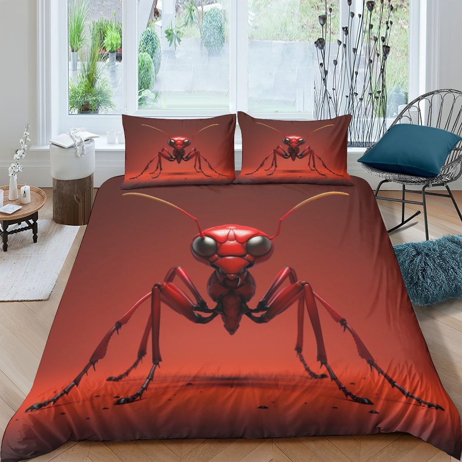 GAOYUCHUN Ants 3D Printed Duvet Cover Set 3 Pcs Bedding Set,Soft,Pillowcases, Quilt Cover Easy Care Anti-Allergic And Smooth for Kid Teens Boys And Girls Man Double（200x200cm）