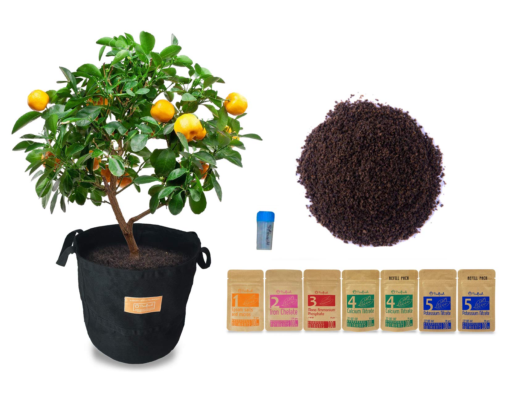 Pindfresh Soilless Gardening Combo 2 - Perfect to Grow Any Plant - Includes Growbag, Growmix, Seeds, Nutrients