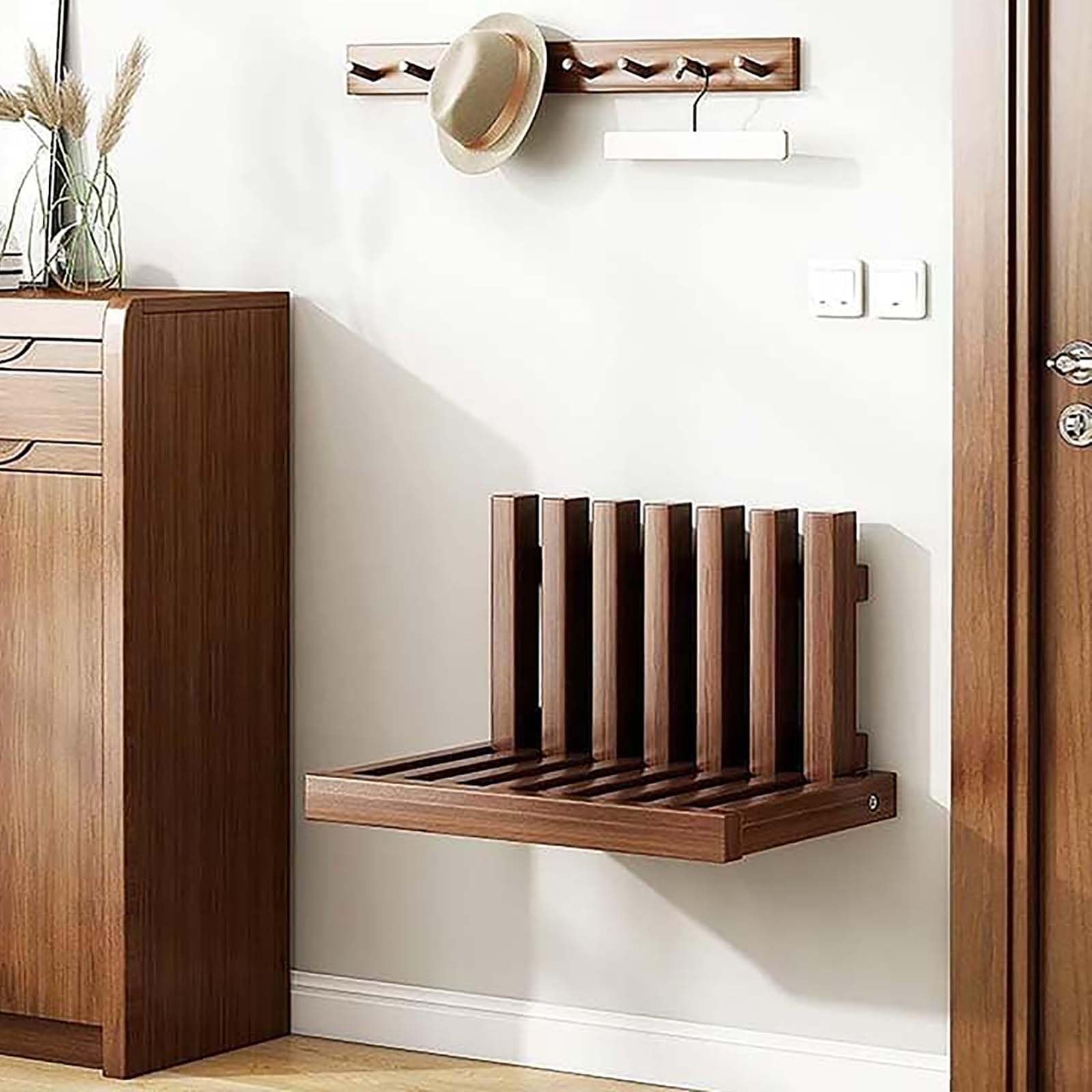 Banc de douche pliable en bois massif, tabouret mural pour douche et porche, chaise polyvalente pour usage domestique