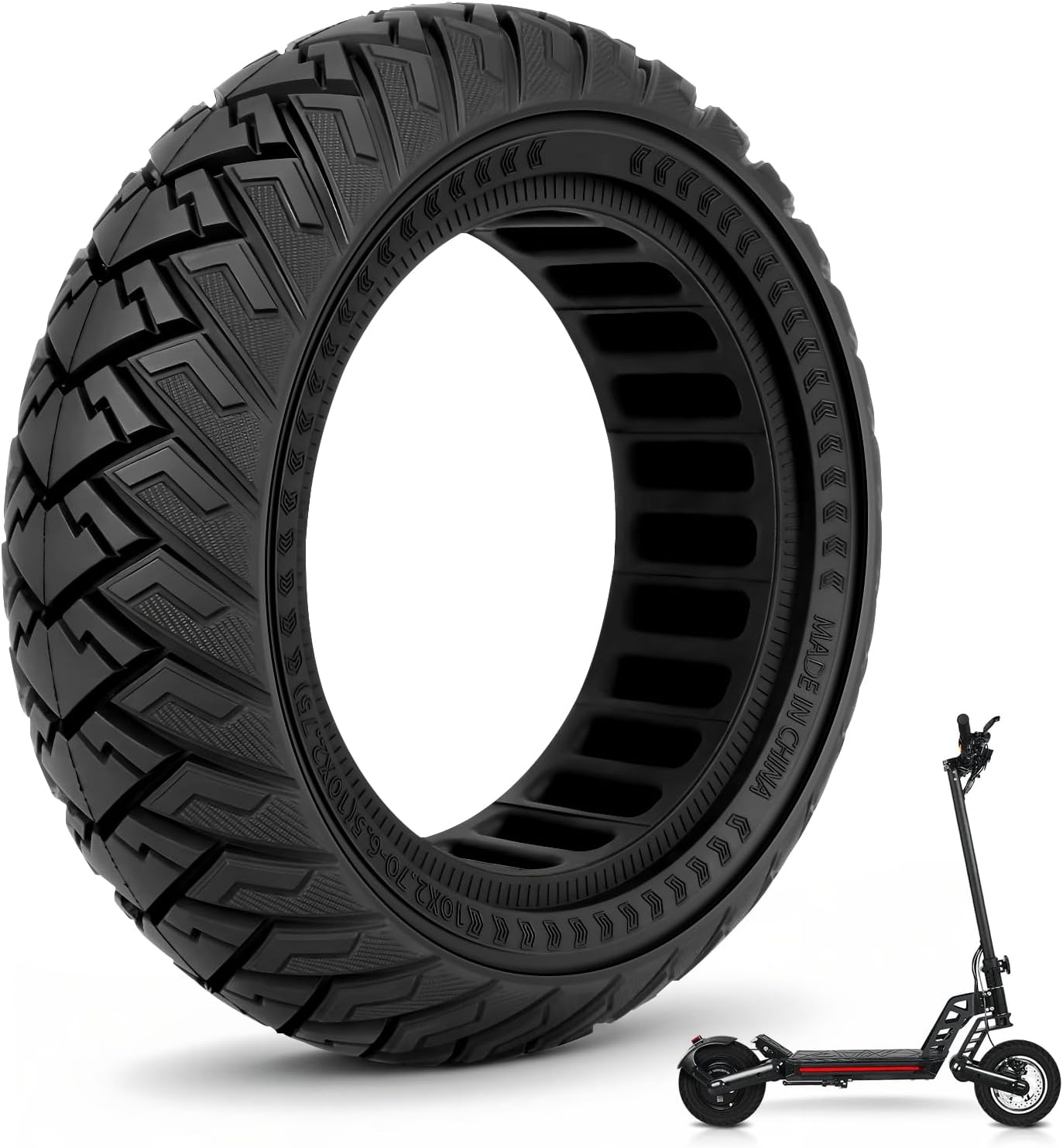 SYACHI 10 x 2.70-6.5 Off-Road Solid Tire for Electric Scooter, Tubeless Off-Road Tires, 10 Inch Tubeless Tyre, 10 x 2.70-6.5 Vacuum Tyres Compatible with Kugoo G-Booster G2 Pro Electric Scooter 2 PCS