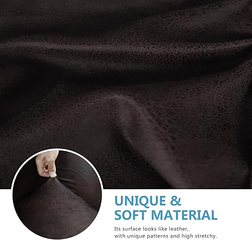 Miniatura 3 de Fundas de cojín de sofá con aspecto de cuero, juego de fundas de asiento de sofá, protector de muebles para sillón seccional, sofá biplaza para