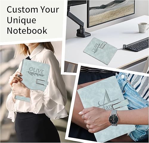 Miniatura 7 de Cuaderno de cuero con nombre personalizado con hebilla magnética, cuadernos personalizados para mujeres, regalos del día de la madre para abuela
