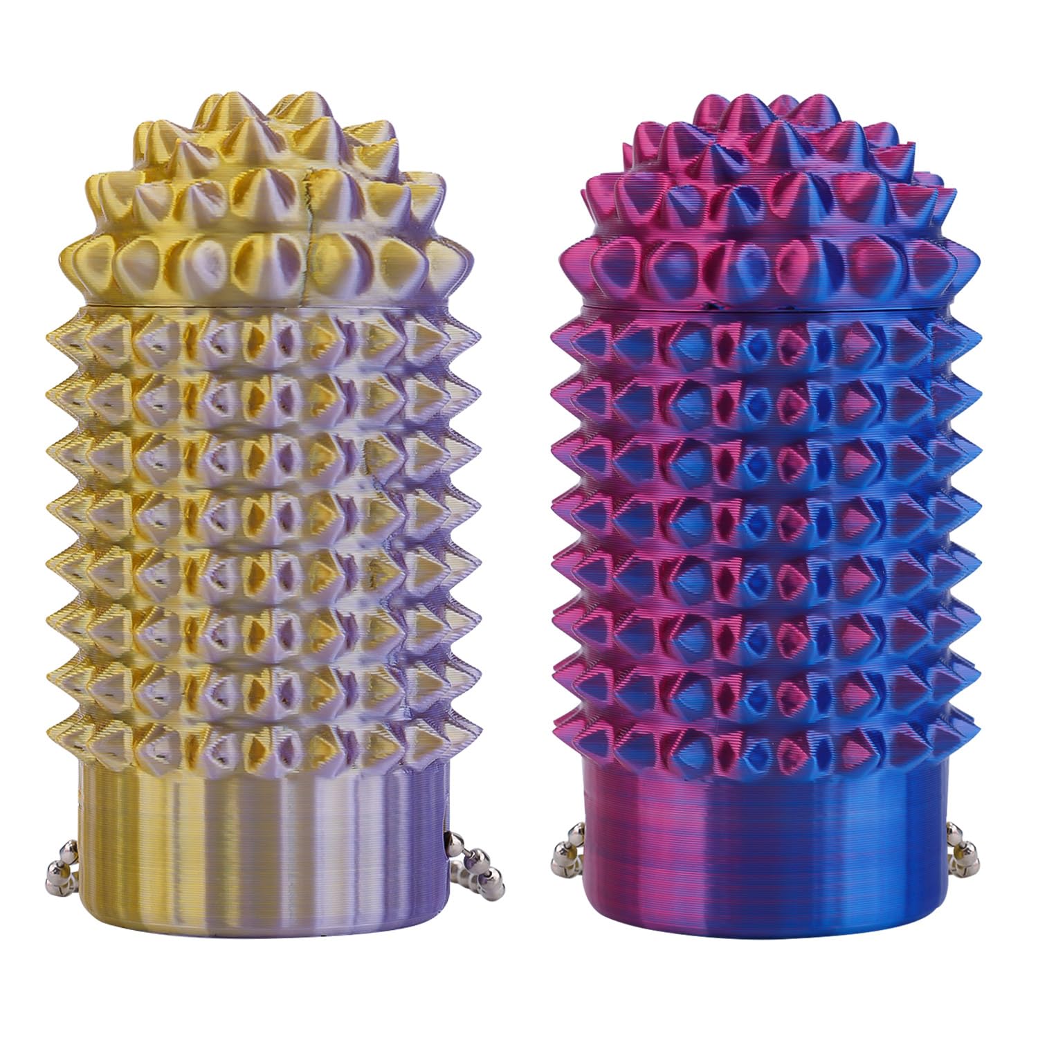 BOXOB 2pcs Spiky Grippie Stim Keychain, Rotatable Fidget Keychain Portable Pain Fidget Toy Sensory Toy for Adults Anxiety Relief Novelty Gifts