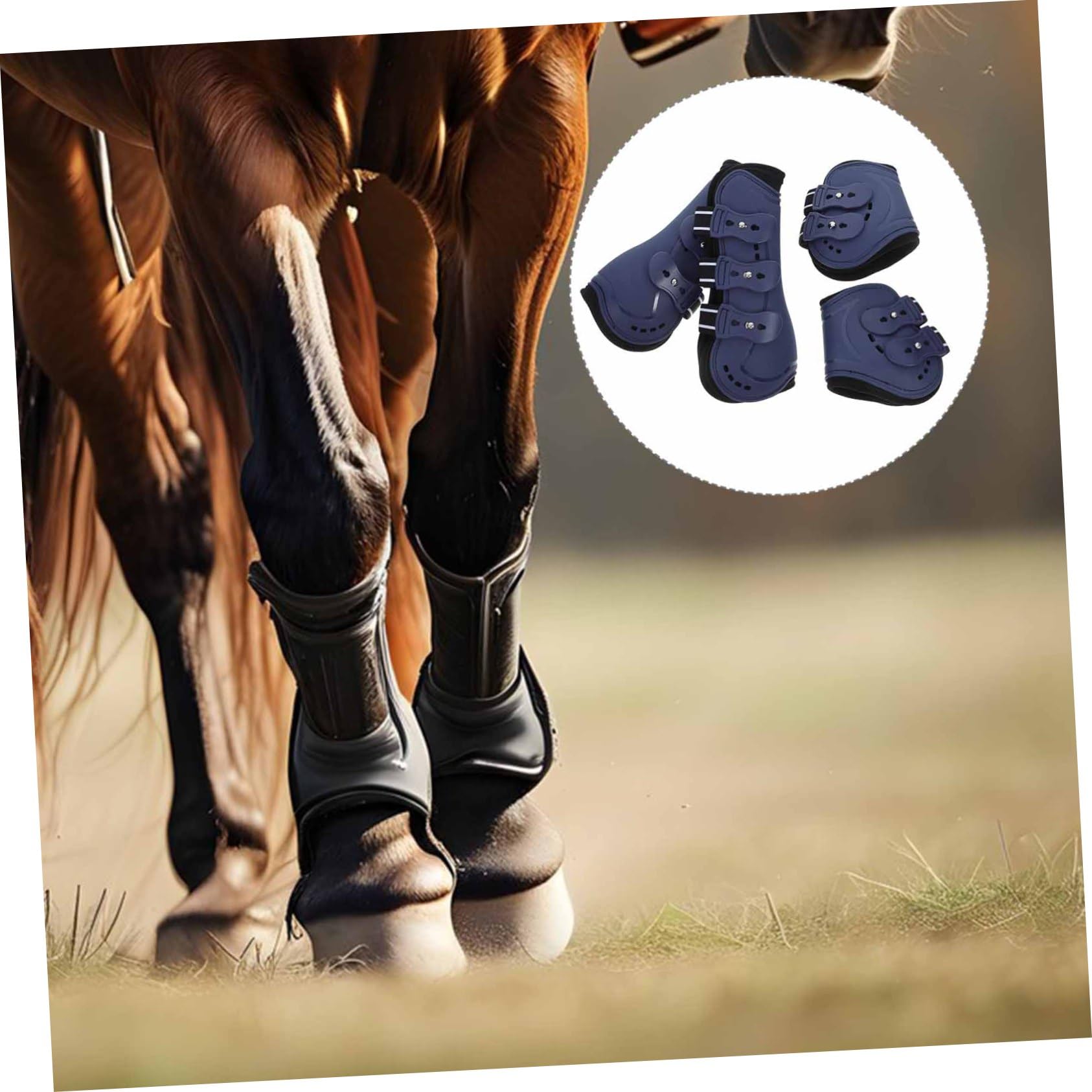 4piezas Botas De Tendón Abiertas para Caballos Diseño y Duradero Protección para Salto y Paseo Equipamiento Ecuestre Mediano