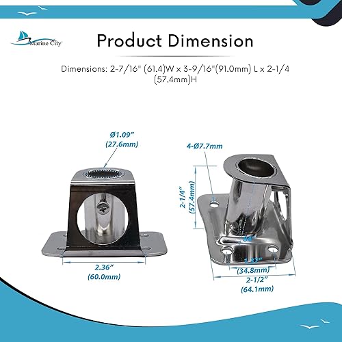 Miniatura 5 de MARINE CITY Bases de zócalo de puntal para yate 84 para tubo Ø 1"(25 mm)-6 ángulo de cubierta canted