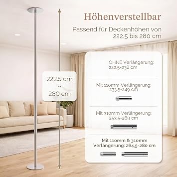 Leogreen Professional Dance Bar Pole Dance Bar Static and Swivelling up to 200 kg Load Capacity Galvanised Chrome Steel for Fitness Exercises Club Party