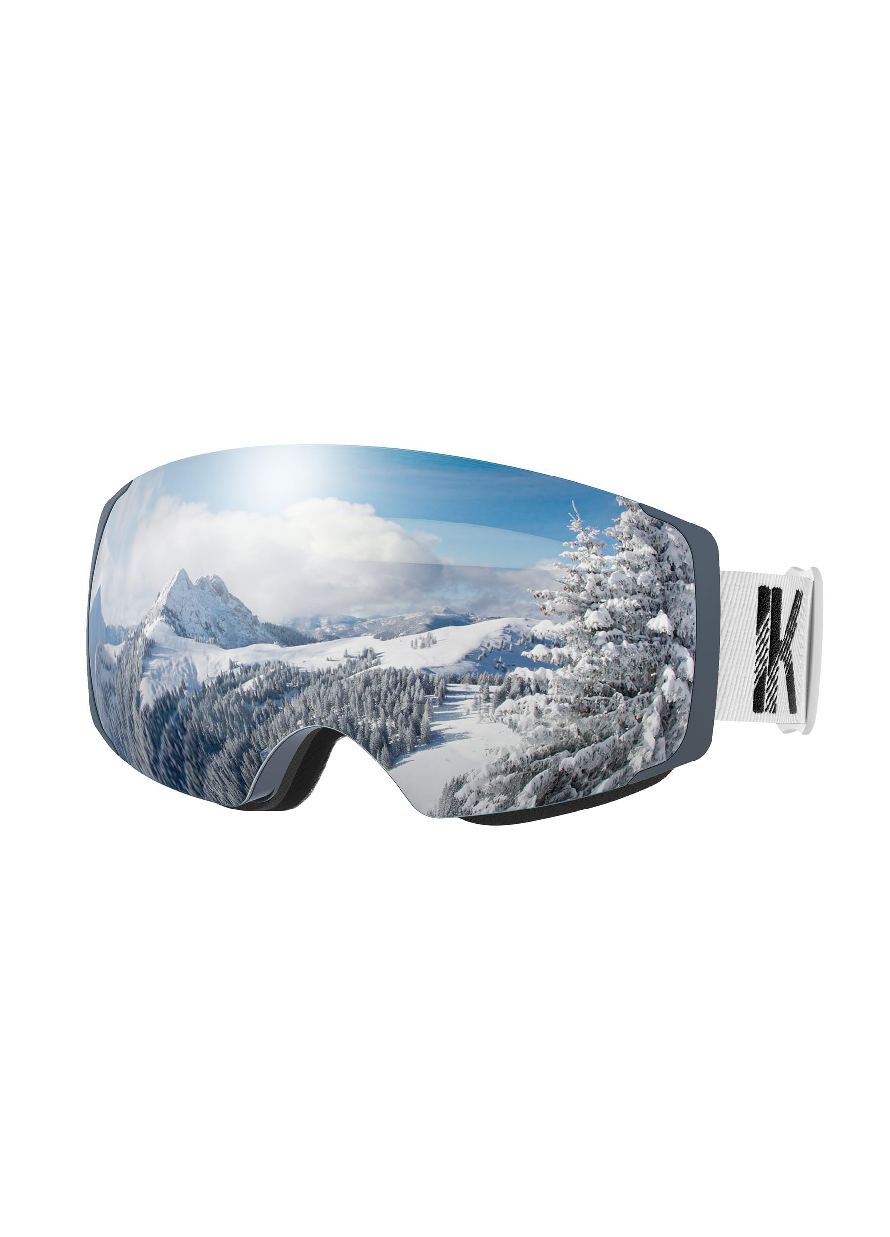 Ski Goggles, Interchangeable Magnetic Lens Snow Goggles, OTG Anti Fog Snowboarding Goggles for Women Men Adult Youth SGS Approved - Grey Frame Silver 10%
