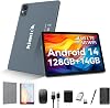 Tablet 10 Inch Android 14 Tablet 2025 Newest Octa-Core Tableta Dual 4G Cellular Tablet 128GB14GB1TB Extended 5G WiFi Android Tablet with Keyboard 8000mAh GPS 138MP Camera, Full HD Display