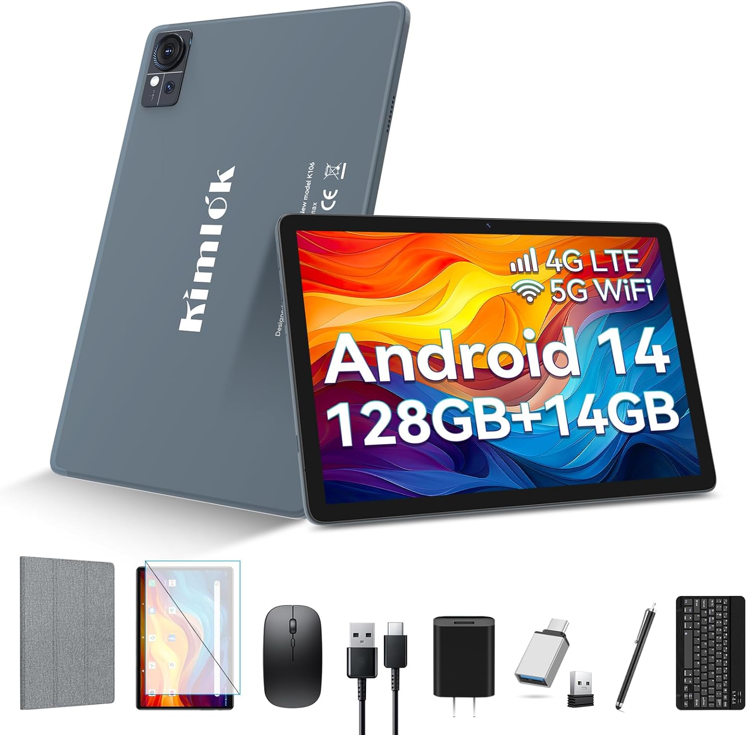 Tablet 10 inch Android 14 Tablet 2024 Latest Octa-Core Tablet, Dual 4G Cellular Tablet with 128GB+14GB+1TB Expand, 5G WiFi Android Tablet with Keyboard, 8000mAh, GPS, 13+8MP Camera, Full HD Display Tablet 10 inch Android 14 Tablet 2024 Latest Octa-Core Tablet, Dual 4G Cellular Tablet with 128GB+14GB+1TB Expand, 5G WiFi Android Tablet with Keyboard, 8000mAh, GPS, 13+8MP Camera, Full HD Display