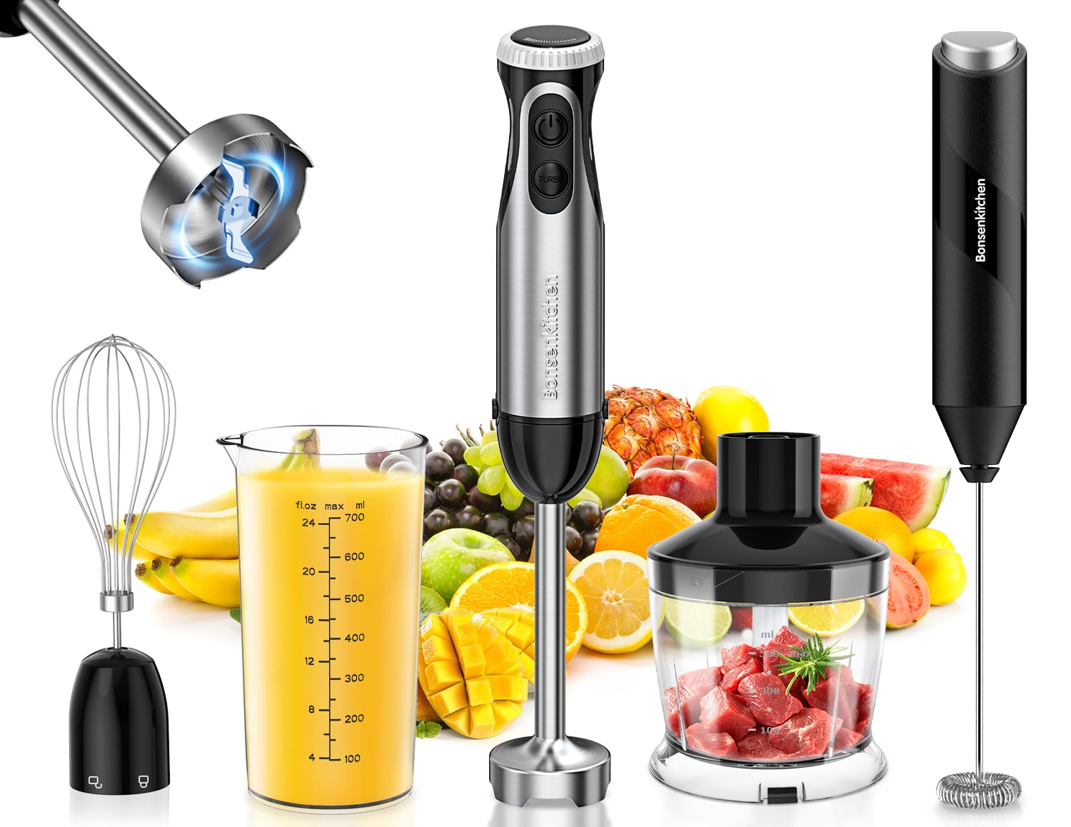 Amazon.com: Bonsenkitchen Immersion Blender, 20 Variable Speeds