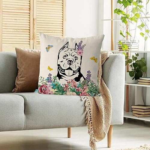 Miniatura 4 de GAGEC Fundas de almohada de primavera de 18 x 18 pulgadas, funda de almohada Pitbull Hello Spring Home para sofá, vacaciones, decoración de