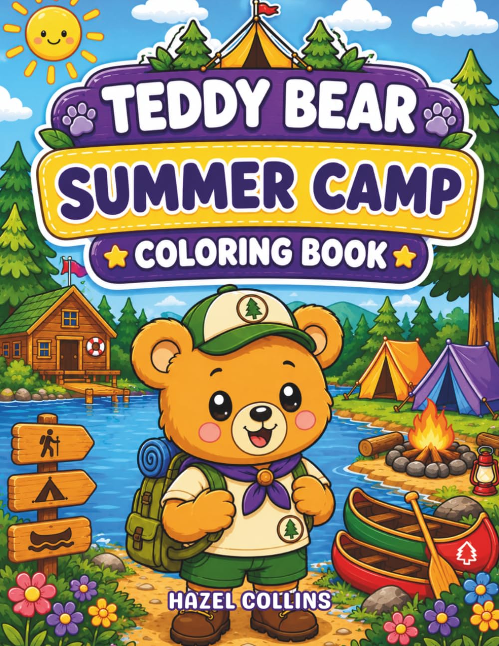 Teddy Bear Summer Camp Coloring Book: Fun Kawaii Activity Pages Featuring Cute Animals, Nature Scenes, and Exciting Outdoor Adventures