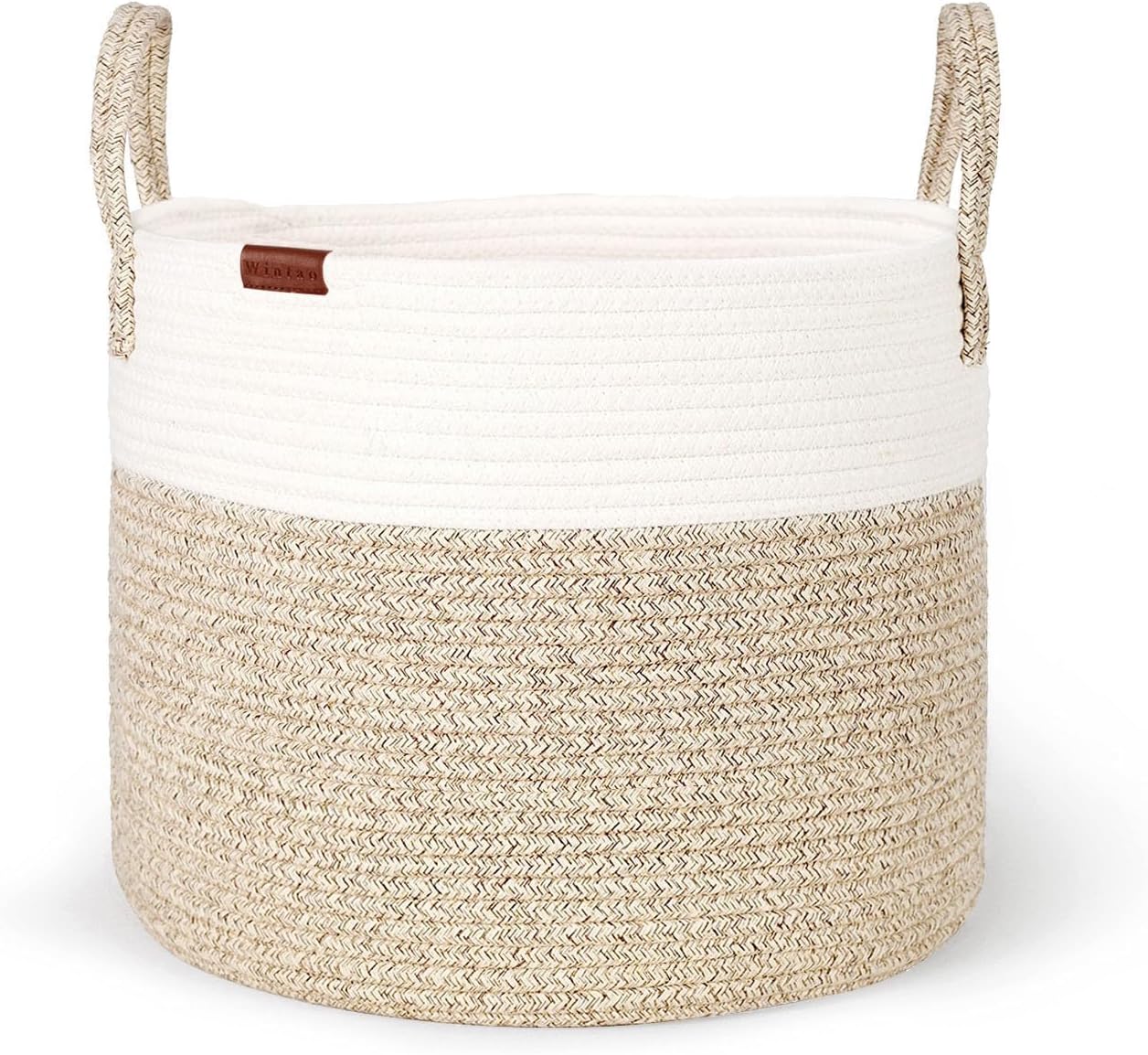 Wintao Cotton Rope Storage Basket, Woven Laundry Basket Nursery Baby
