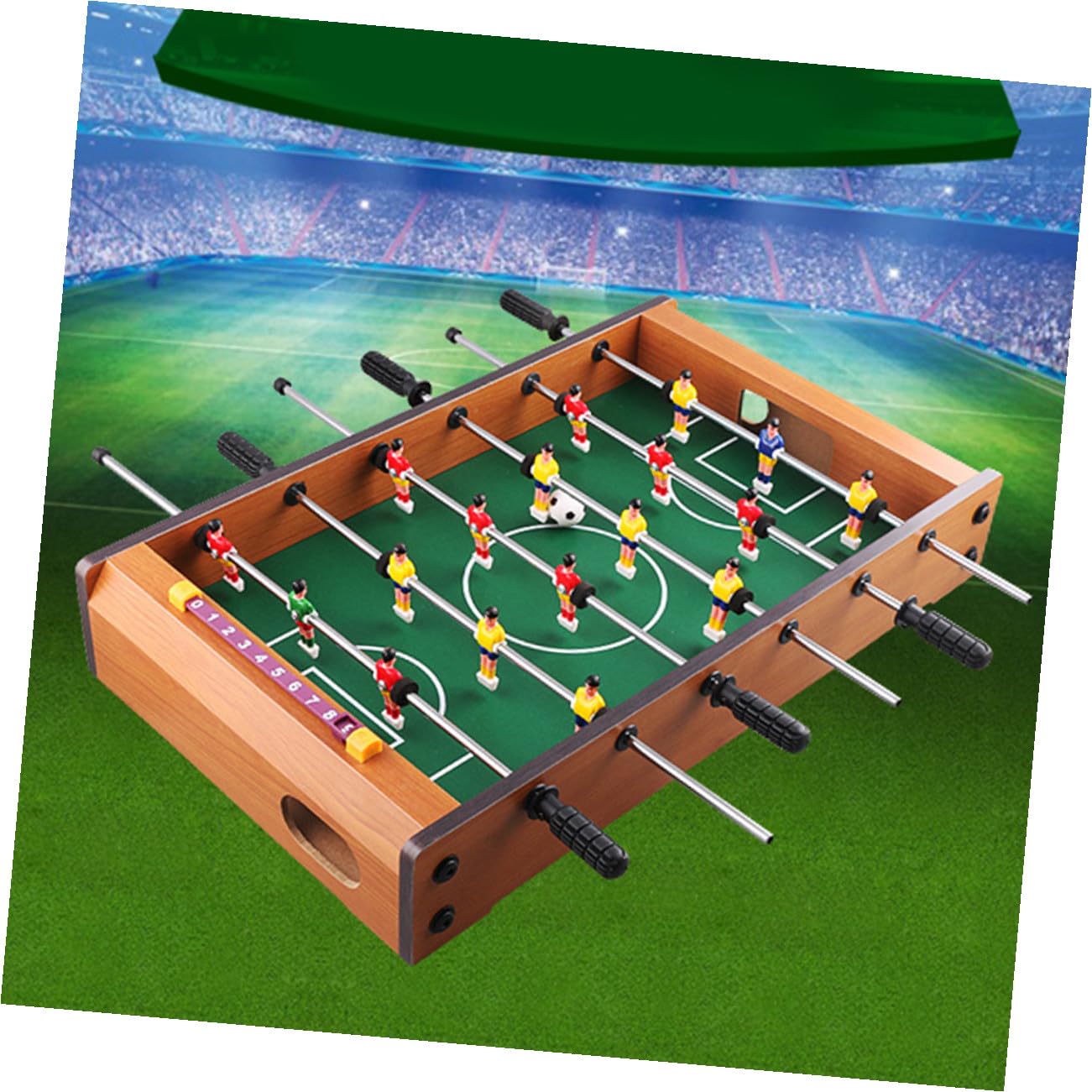 Outanaya Mini Calciobalilla da Tavolo e Adulti Sei Aste in Mdf, Gioco di Intelligenza Portatile per Spazi Ridotti in Casa o Ufficio