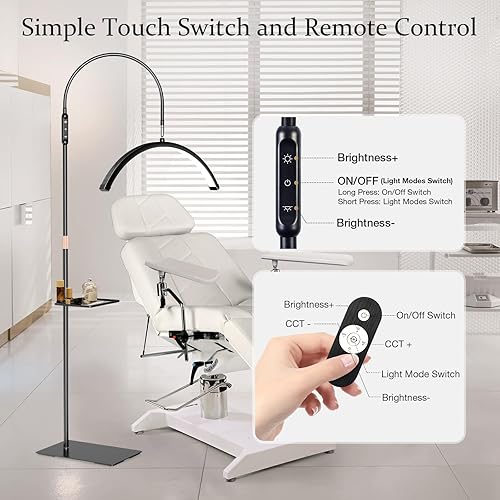 Miniatura 5 de Lámpara de pestañas, luz grande de media luna para Lash Tech Nail Tech Tattoo Artist y cuidado de la piel, luz LED de pestañas de luna de cuello de