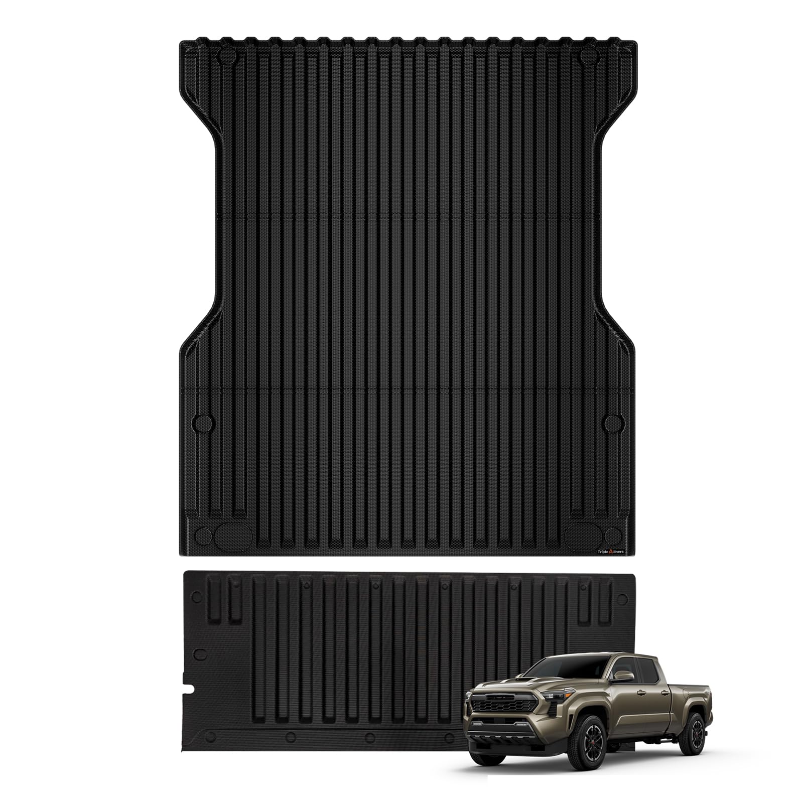 TripleAliners Truck Bed Mat & Tailgate Mat Compatible with Toyota 2024 2025 Tacoma 5FT Protector 2PCS Set All-Weather TPE Bed Liner Pickup Truck Accessories(5FT Bed Mat+Tailgate Liner)