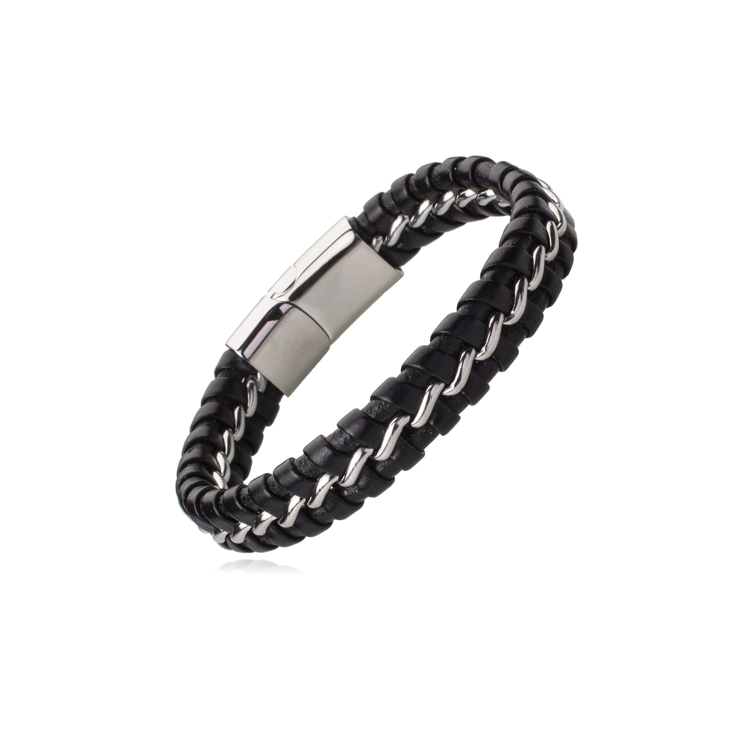 Shining Jewel - By Shivansh Multilayer Braided Leather Bracelet for Men/Boys with Stainless Steel and Magnetic Clasps (SJ_3228_S) (B07H68B2GJ) Amazon Price History, Amazon Price Tracker