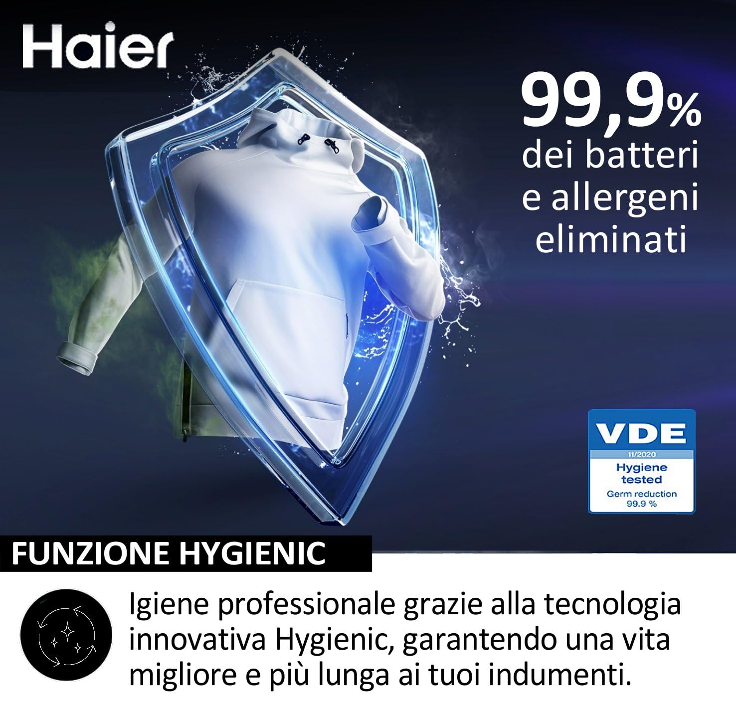 Haier I-Pro Serie 3, Asciugatrice 9 KG, Libera Installazione, Classe A ++, Vapore, Partenza Ritardata, I-Time, Bianco, AxLxP 85x59,5x66,5 cm - HD80-A2939-S