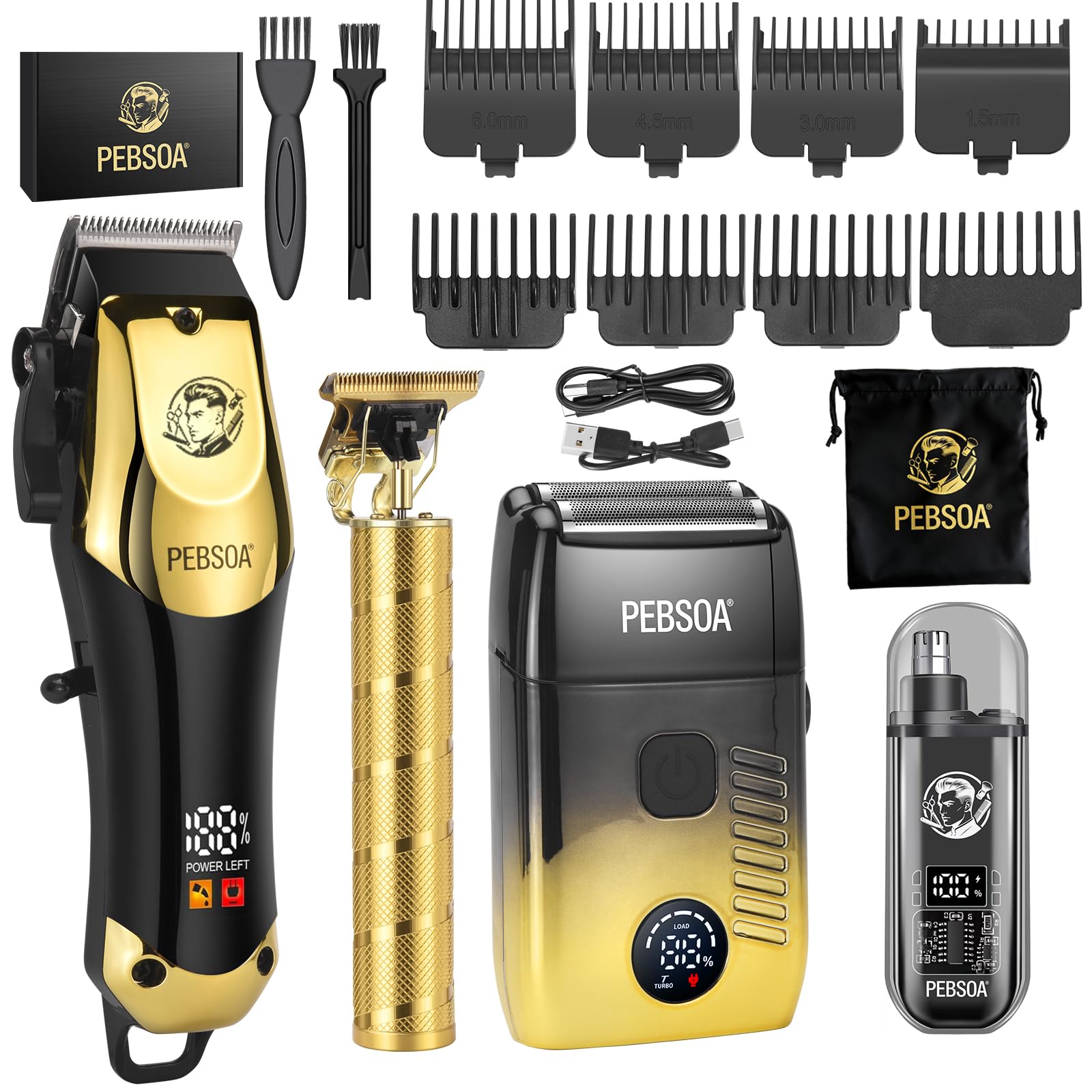Hair Clippers for Men, 4-in-1 Cordless Grooming Kit with Trimmer
