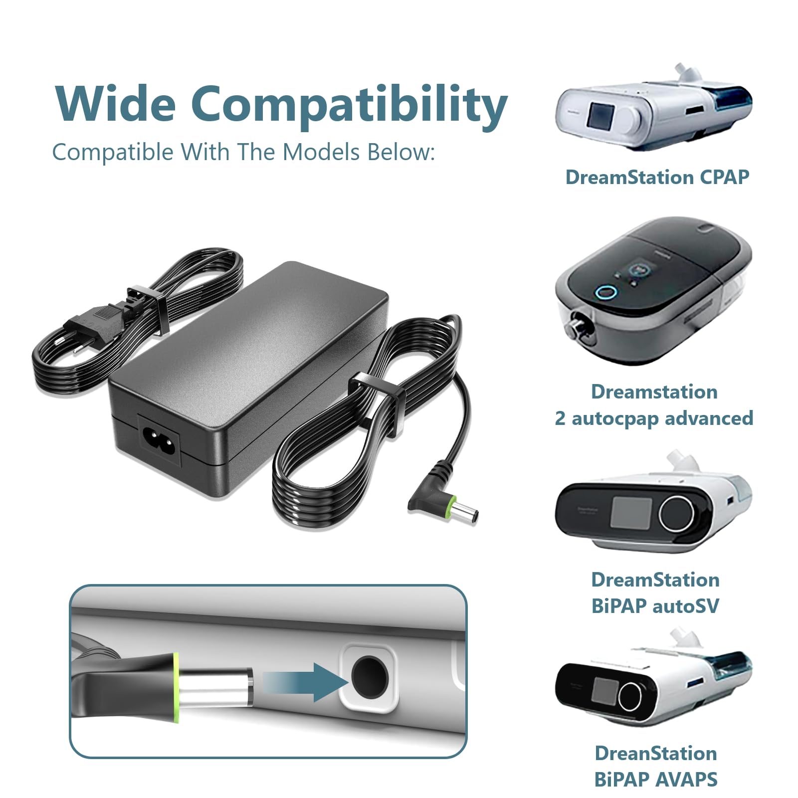 80W Cargador para Philips Dreamstation DS500 DS700 ST25 ST30 267P 467P 560 560P 567P Philips DreamStation 2 Auto CPAP Supply Philips Ref 1144267 MEA080A12C 1005894 Adaptador Alimentador